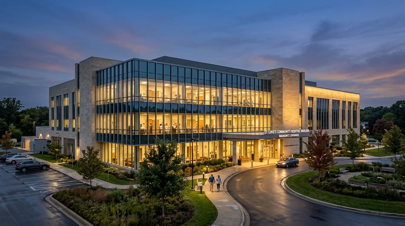 Regional community hospital and critical access care facility exterior
